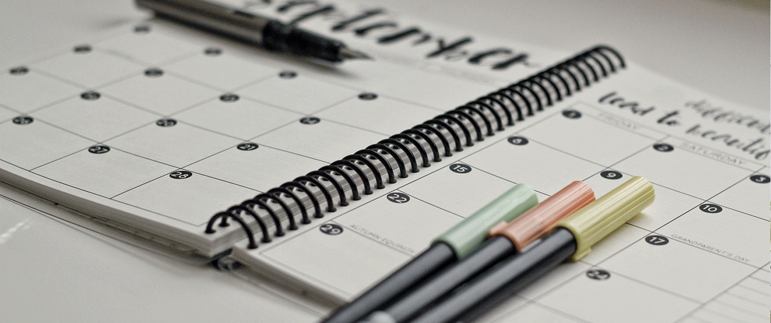 Agenda, calendrier, notes, photo page calendrier dans un agenda